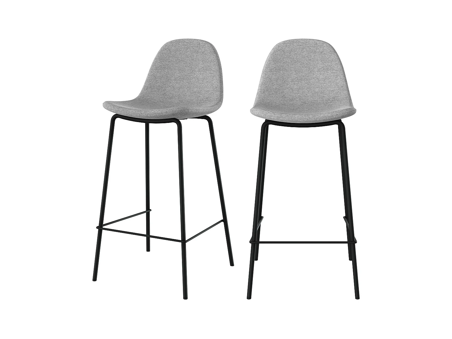 Lot de 2 chaises pour îlot central en tissu gris clair 65,5 cm - Henrik