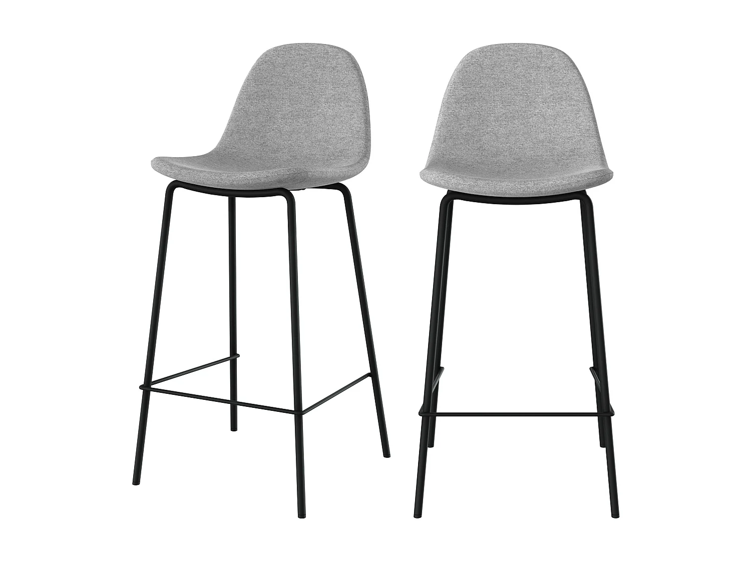Lot de 2 chaises pour îlot central en tissu gris clair 65,5 cm - Henrik