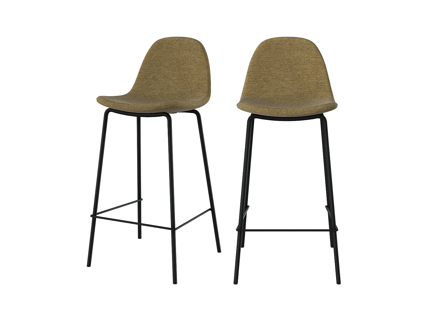 Lot de 2 chaises pour îlot central en tissu vert kaki 65,5 cm - Henrik