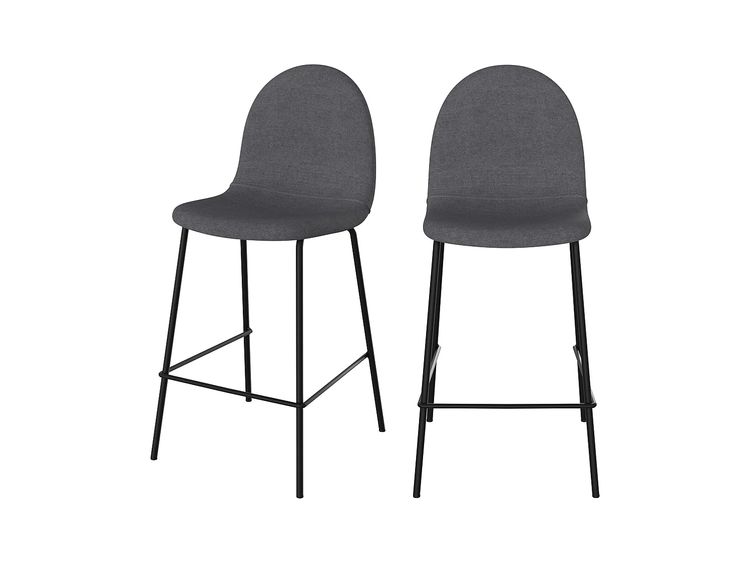 Lot de 2 chaises pour îlot central en tissu gris foncé 63 cm - Léna
