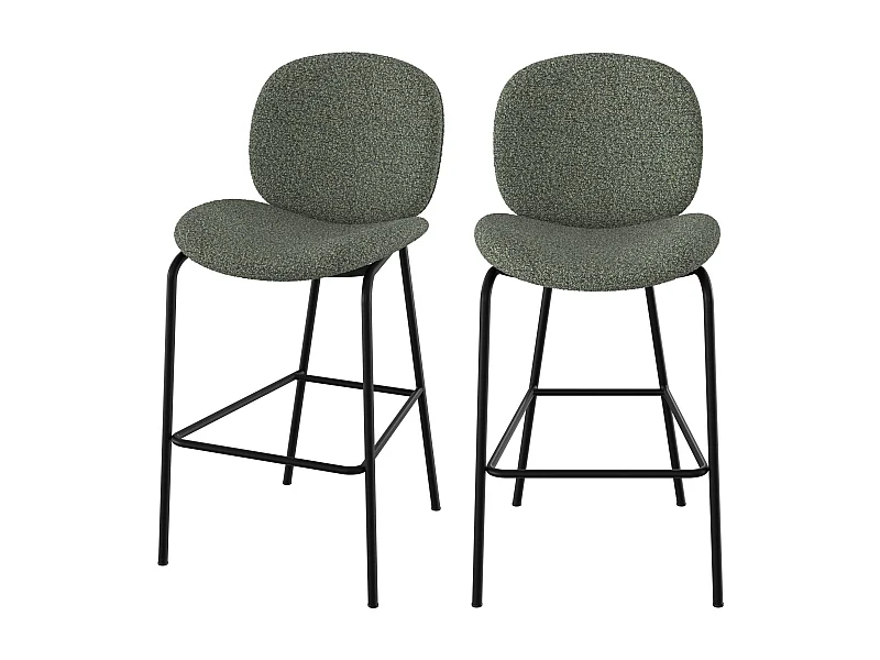 Lot de 2 chaises pour îlot central en tissu bouclé vert 63,5 cm - Iris