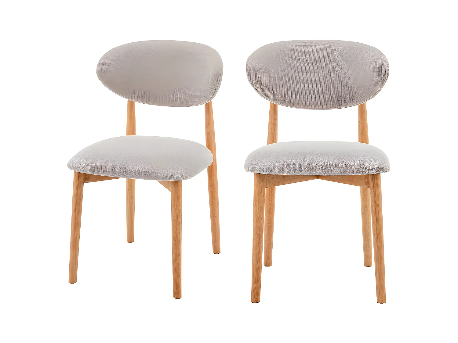 Clara - Lot de 2 chaises en tissu et bois - Beige