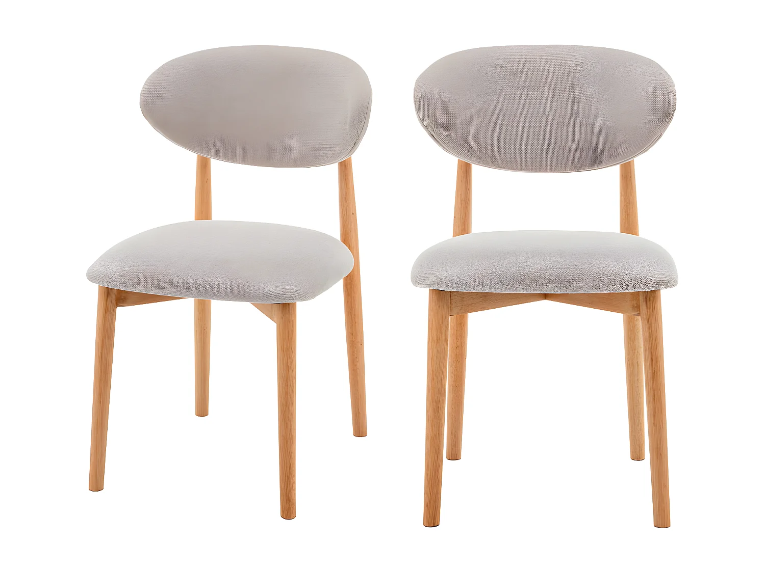 Clara - Lot de 2 chaises en tissu et bois - Beige