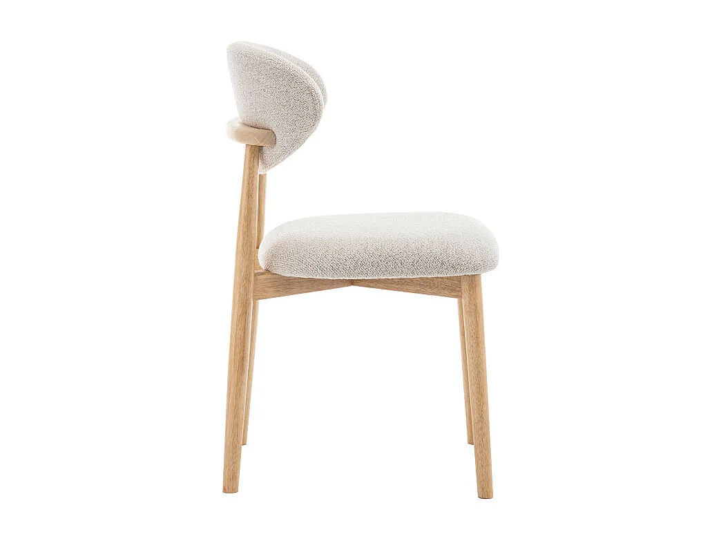 Clara - Lot de 2 chaises en tissu bouclette et bois - Beige