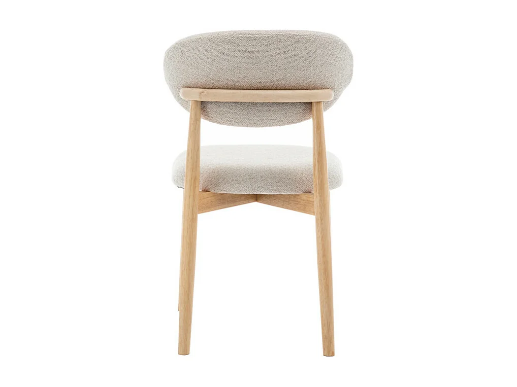 Clara - Lot de 2 chaises en tissu bouclette et bois - Beige