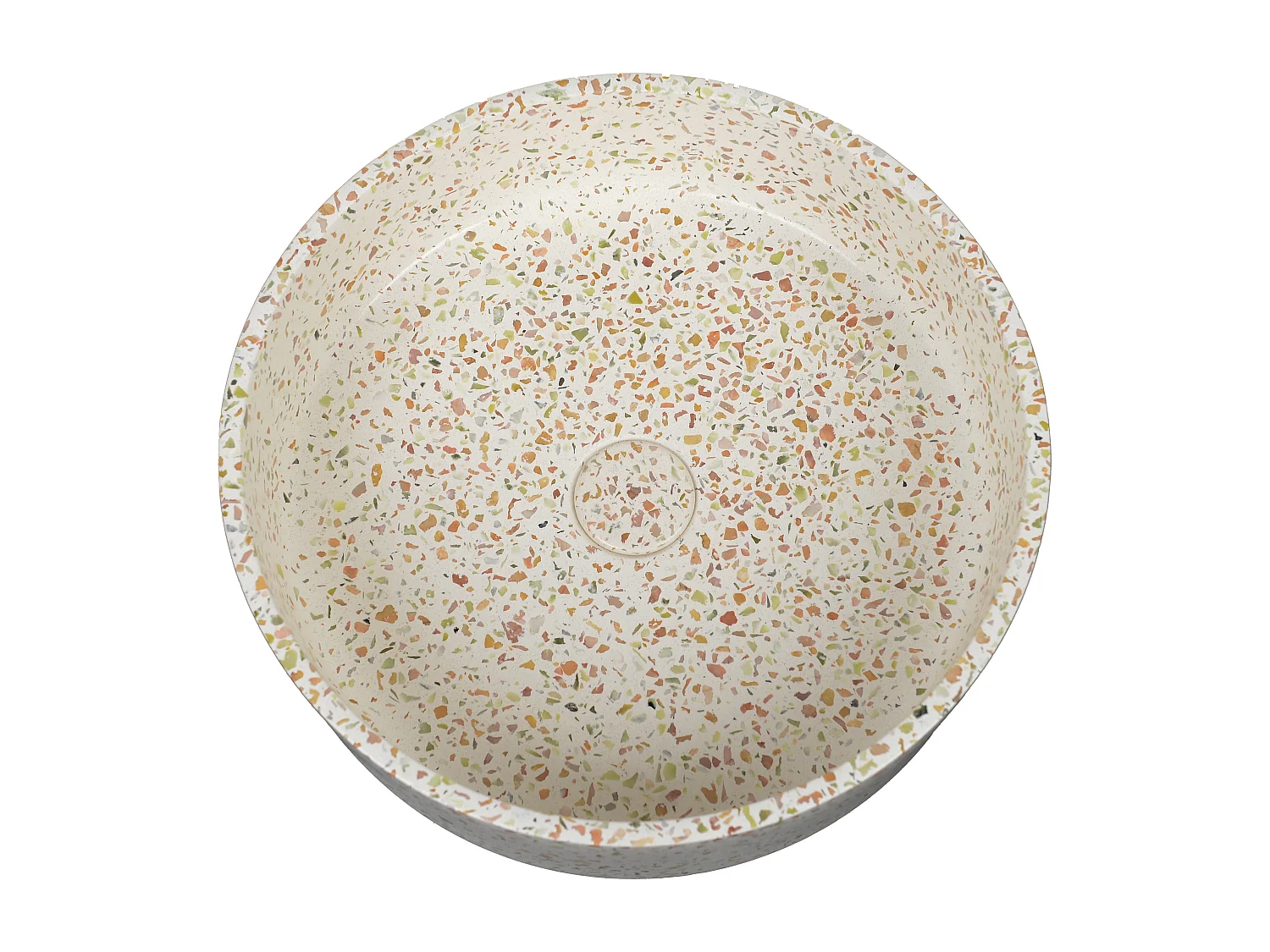 Ronde opbouwwastafel van roze terrazzo - 39 cm - DUKAT