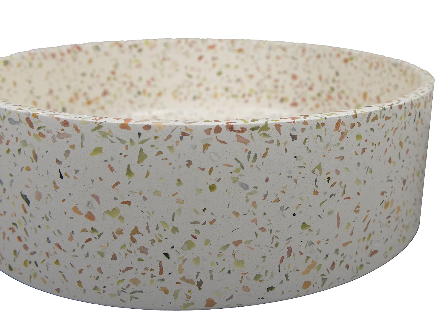 Ronde opbouwwastafel van roze terrazzo - 39 cm - DUKAT