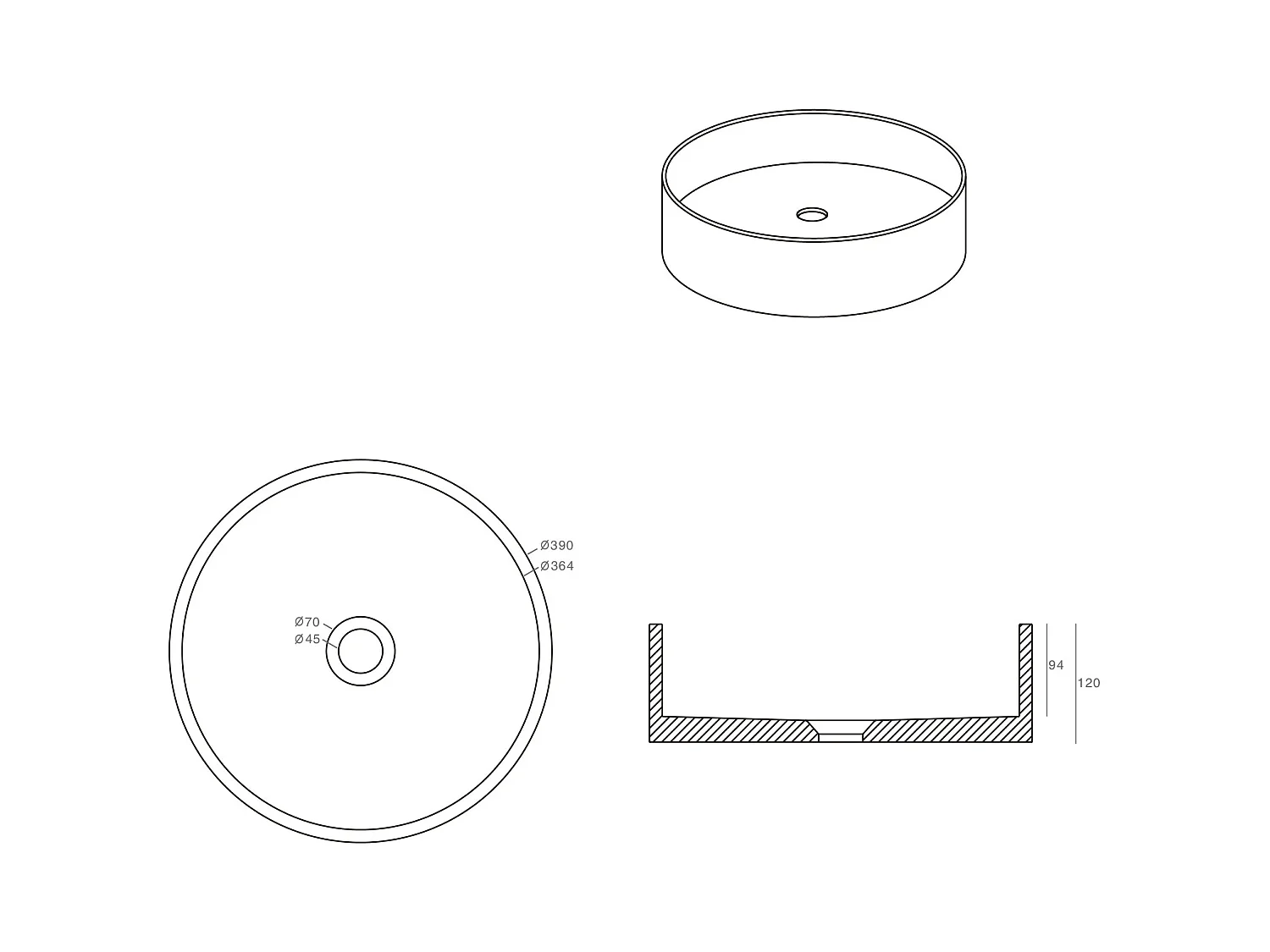 Lavabo redondo de terrazo rosa - 39 cm - DUKAT