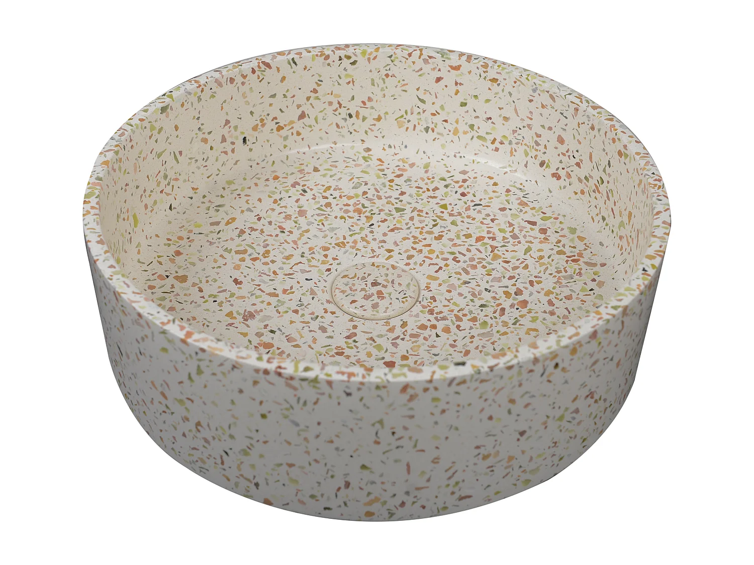 Ronde opbouwwastafel van roze terrazzo - 39 cm - DUKAT