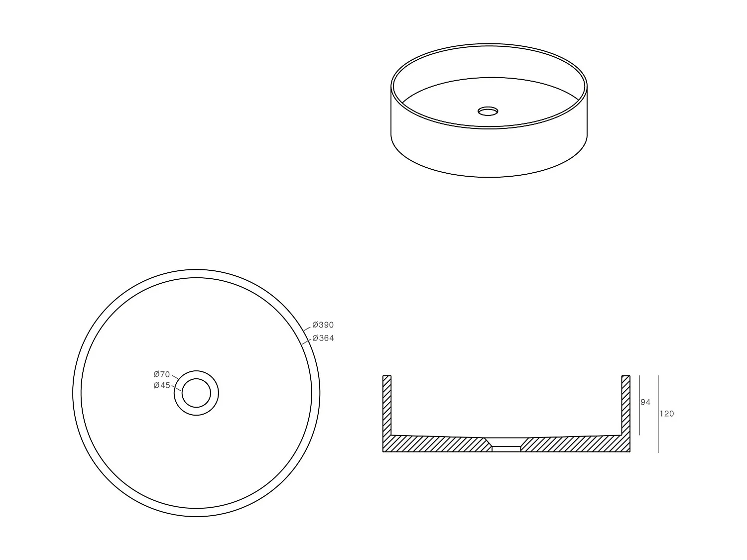 Vasque ronde à poser en terrazzo bleu - 39 cm - DUKAT