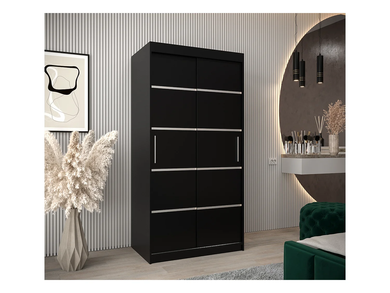 ARMOIRE VERONA 1 À PORTES COULISSANTES 200/100/62 2 Portes (Noir/Noir)