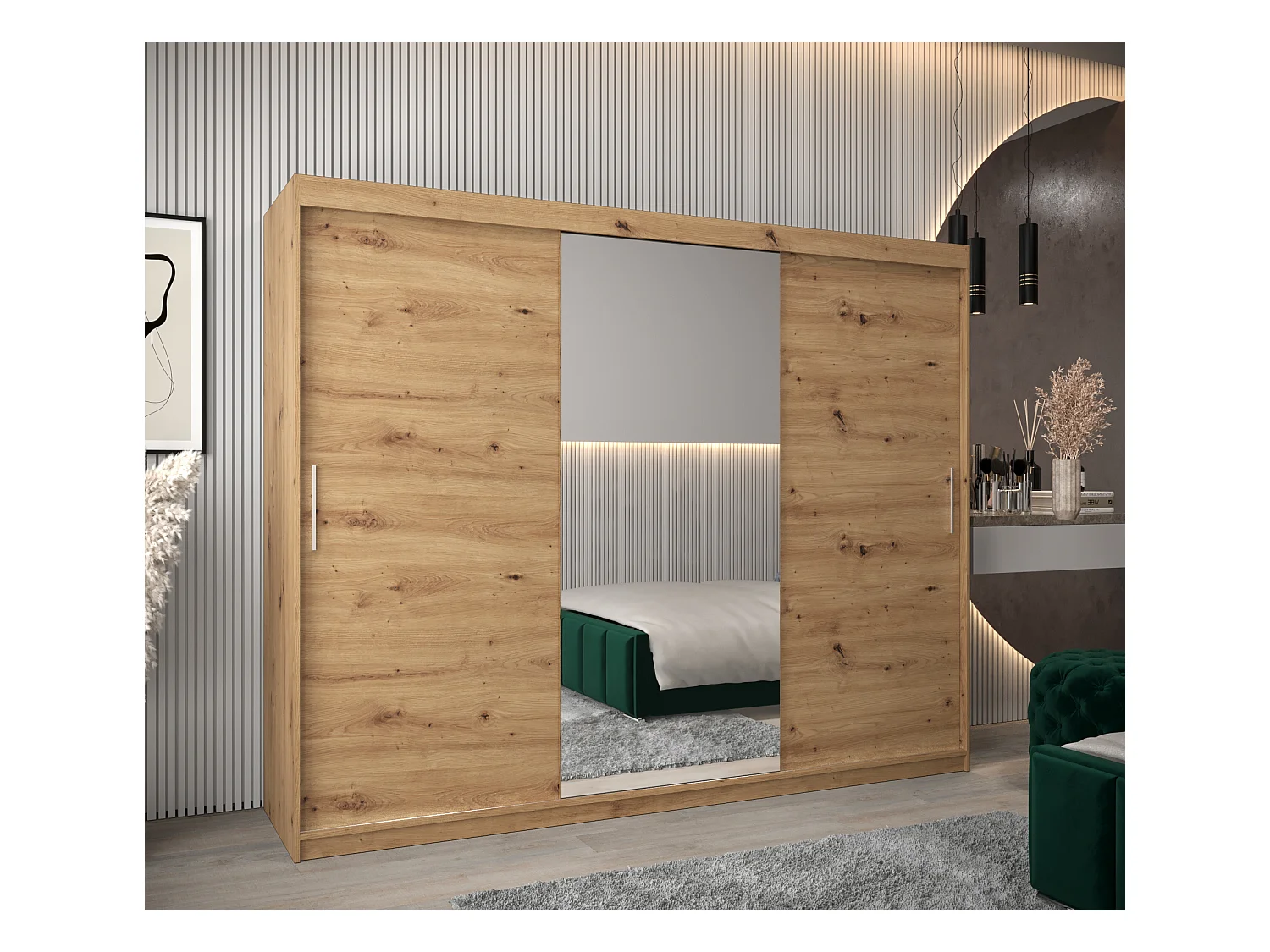 Armoire Tokyo 1 À Portes Coulissantes 200/250/62 3 Portes (Artisan/Artisan)