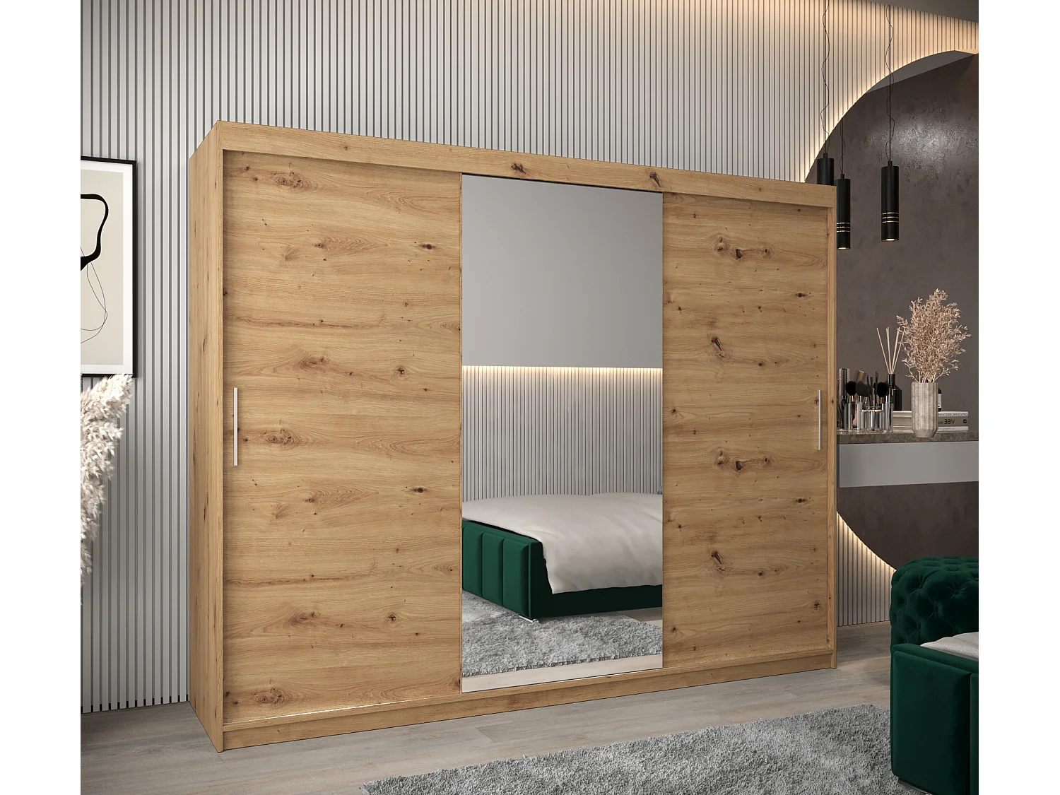 Armoire Tokyo 1 À Portes Coulissantes 200/250/62 3 Portes (Artisan/Artisan)