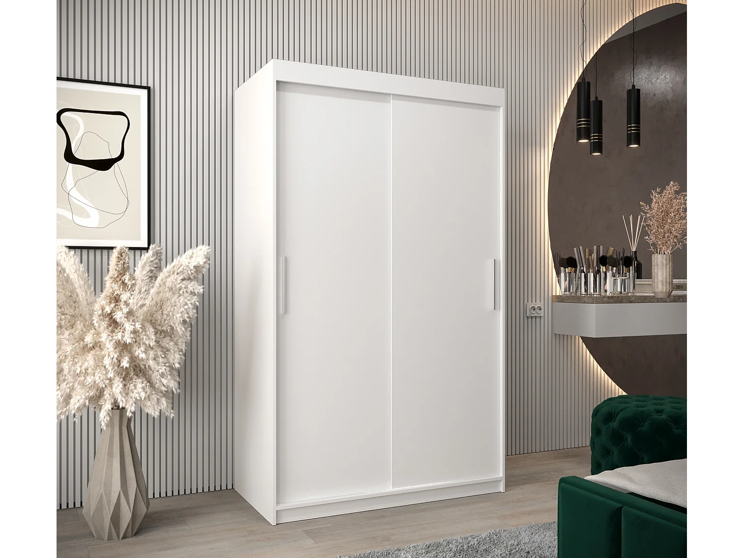 Armoire Tokyo À Portes Coulissantes 200/120/62 2 portes (Blanc/Blanc)