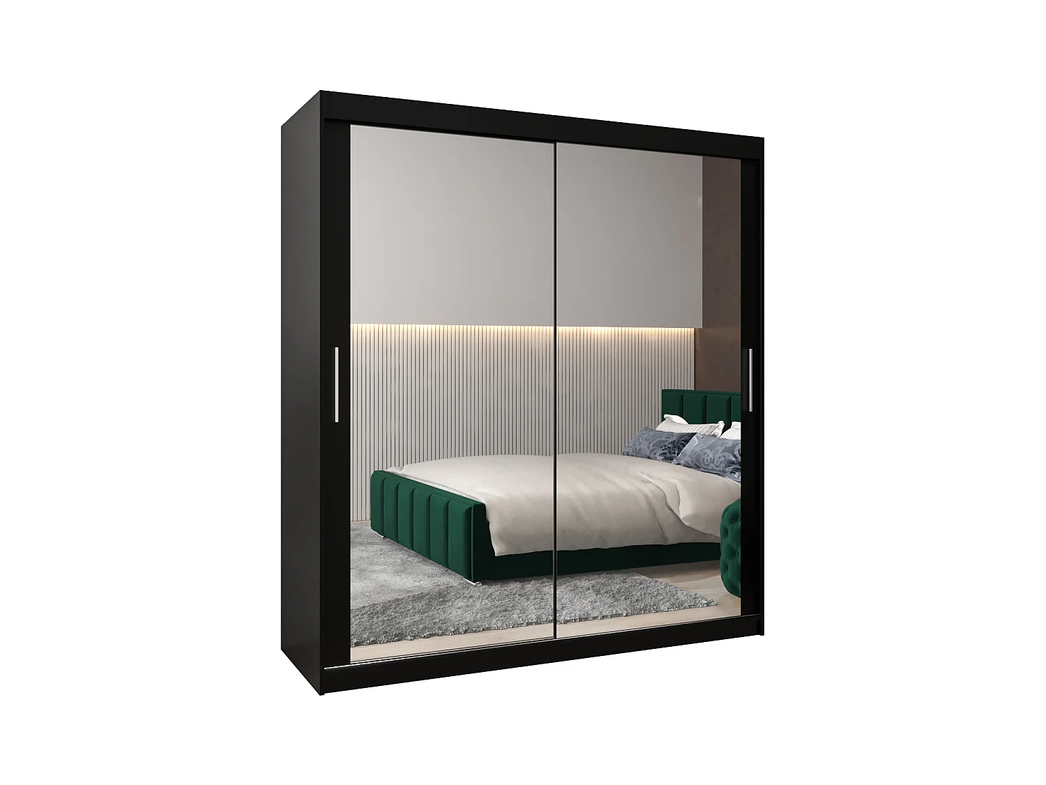 ARMOIRE TOKYO 3 DE PUERTAS CORREDERAS 200/180/62 2 puertas (Negro/Negro)