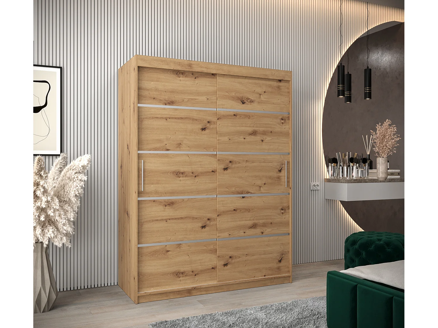 ARMOIRE VERONA 1 À PORTES COULISSANTES 200/150/62 2 Portes (Artisan/Artisan)