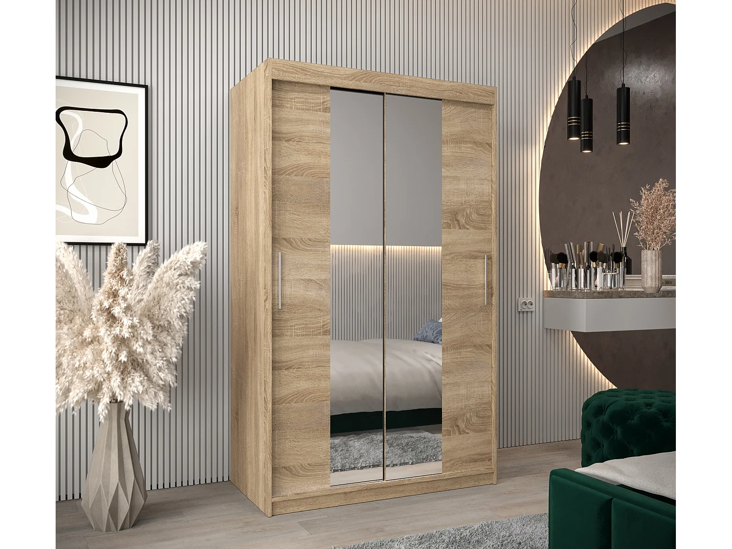 Armoire Tokyo 1 À Portes Coulissantes 200/120/62 2 portes (Sonoma/Sonoma)