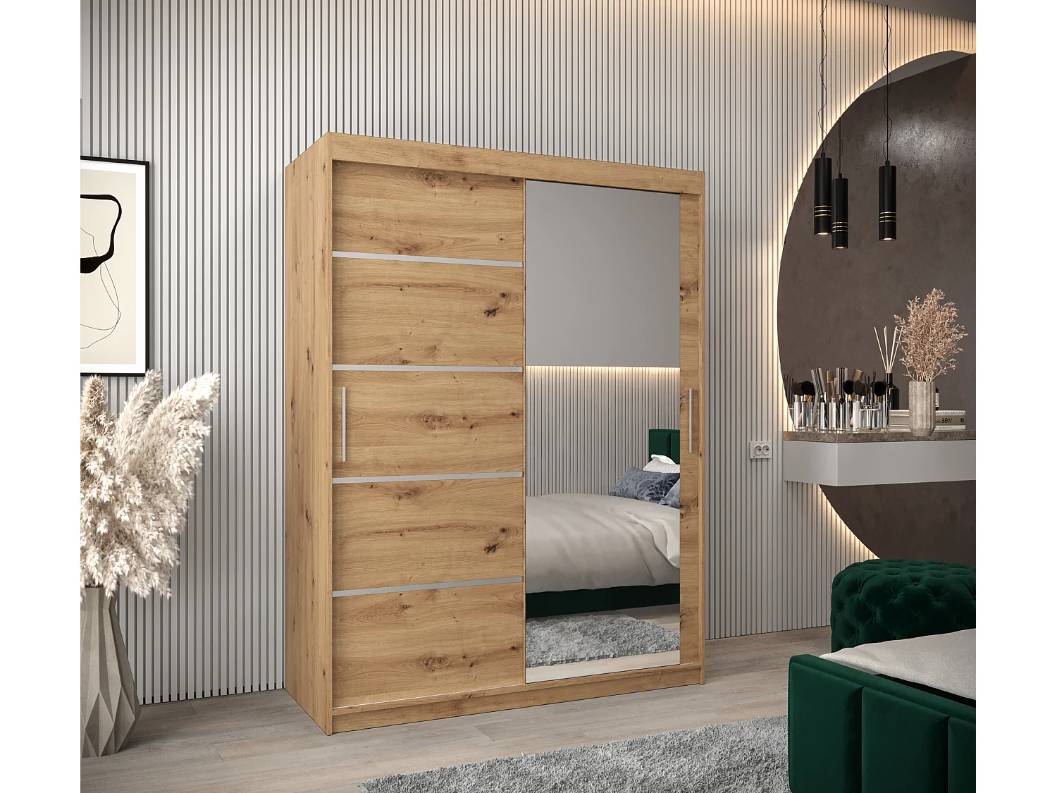 ARMOIRE VERONA 2 À PORTES COULISSANTES 200/150/62 2 Portes (Artisan/Artisan)