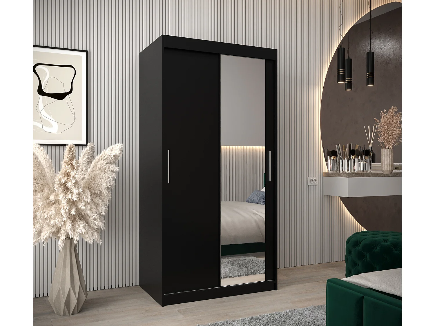 ARMOIRE TOKYO 2 DE PUERTAS CORREDERAS 200/100/62 2 puertas (Negro/Negro)