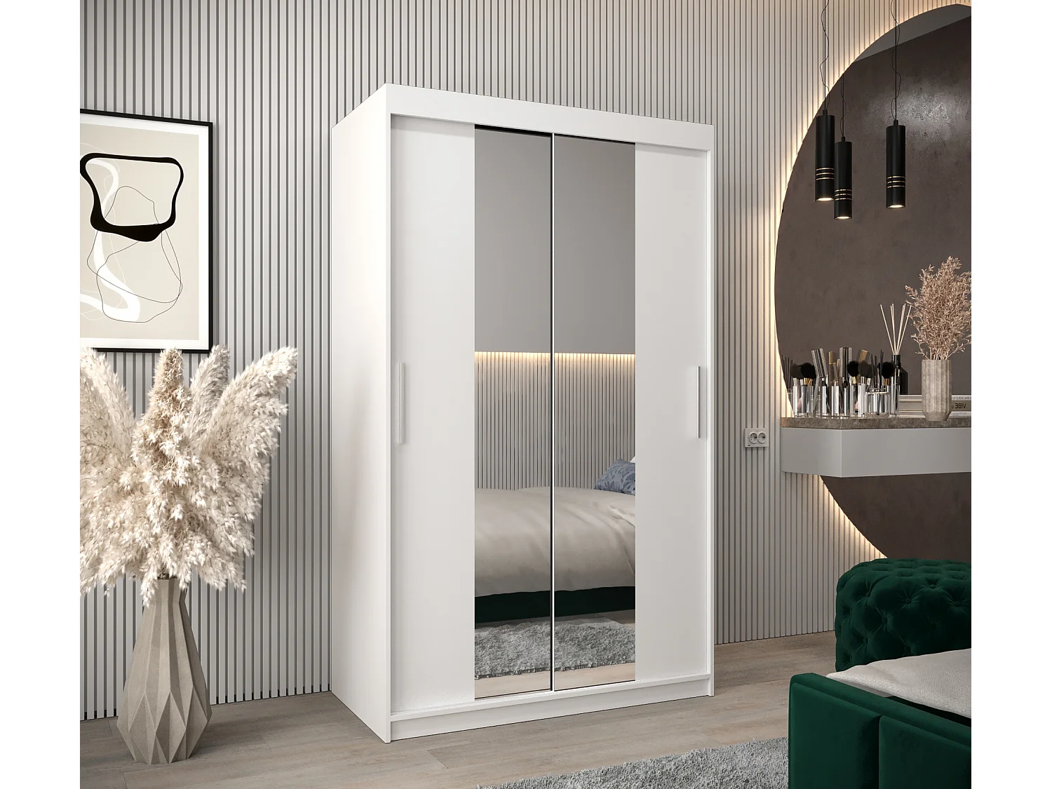 Armoire Tokyo 1 À Portes Coulissantes 200/120/62 2 portes (Blanc/Blanc)