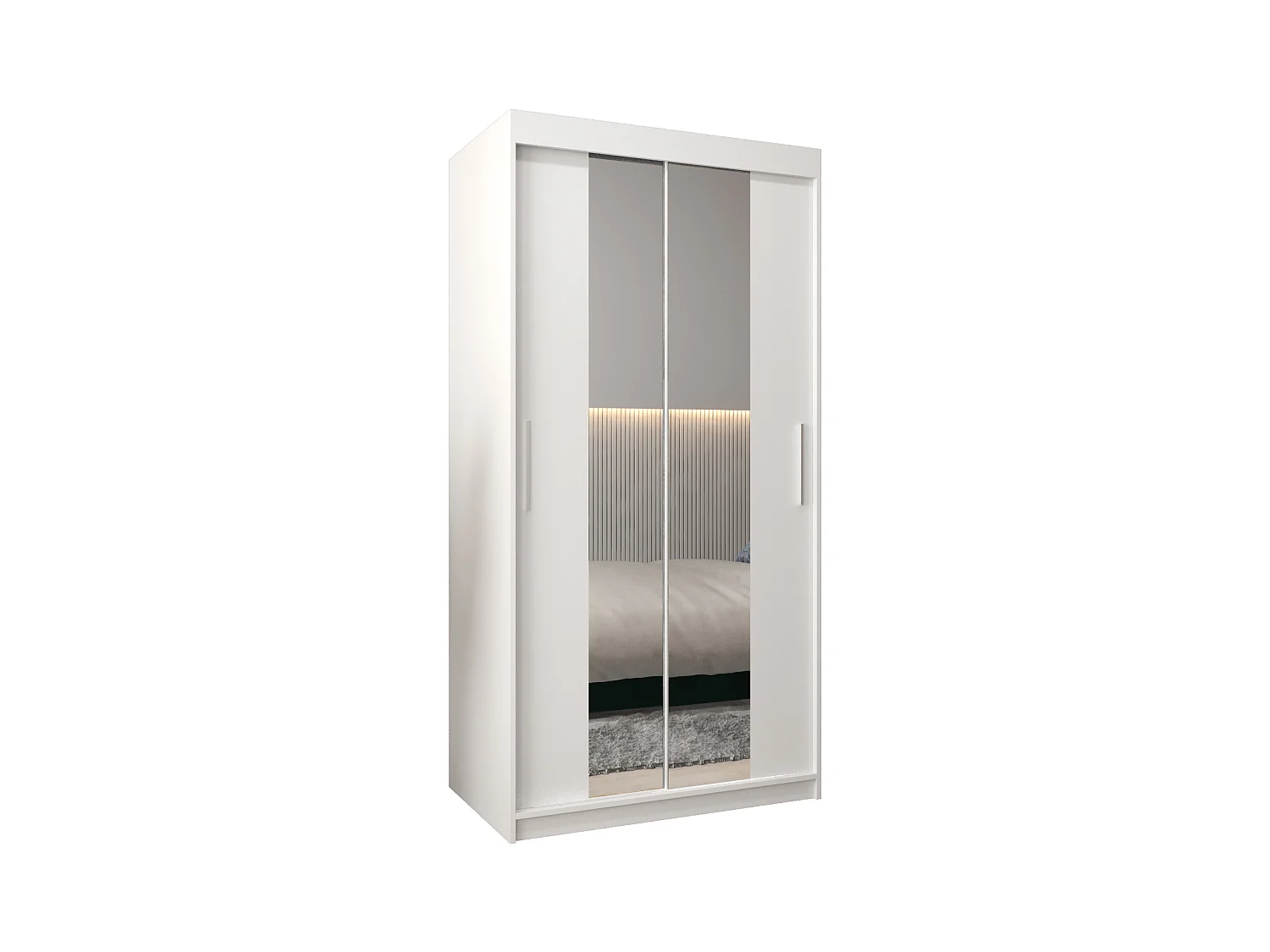 Armoire Tokyo 1 À Portes Coulissantes 200/100/62 2 portes (Blanc/Blanc)