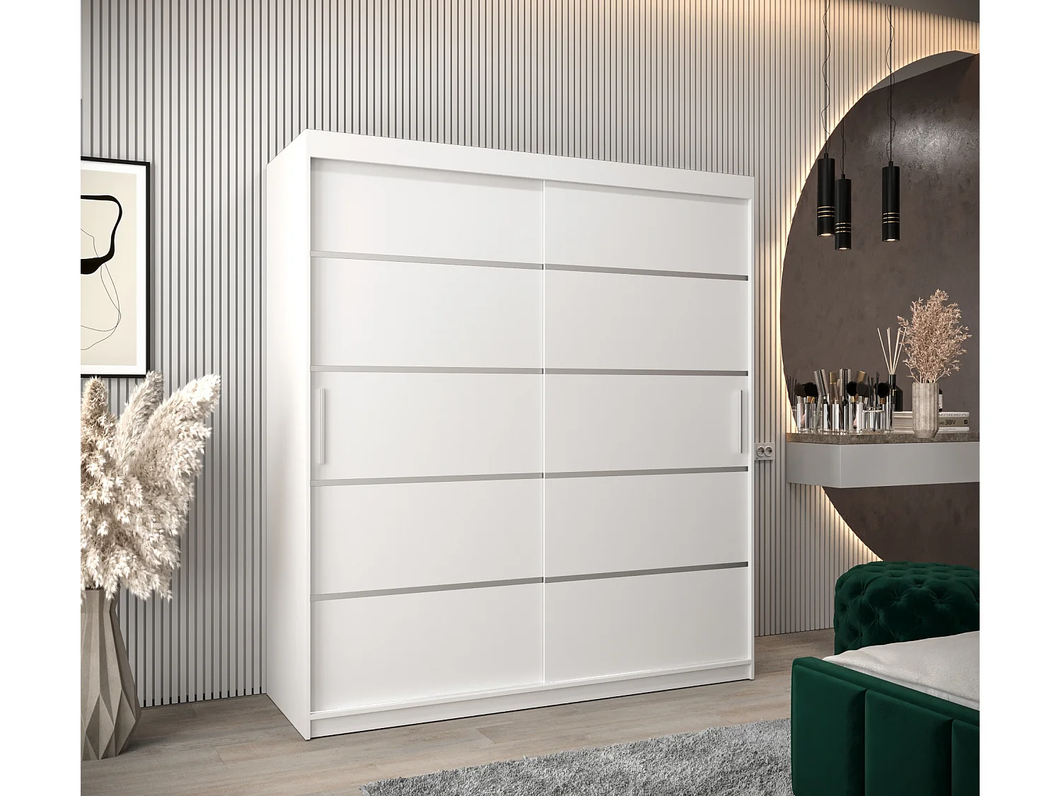 ARMOIRE VERONA 1 À PORTES COULISSANTES 200/180/62 2 Portes (Blanc/Blanc)