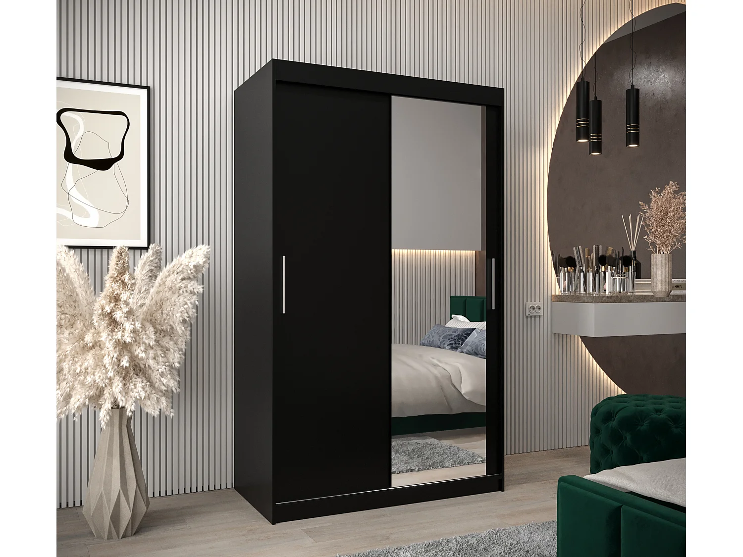 ARMOIRE TOKYO 2 DE PUERTAS CORREDERAS 200/120/62 2 puertas (Negro/Negro)