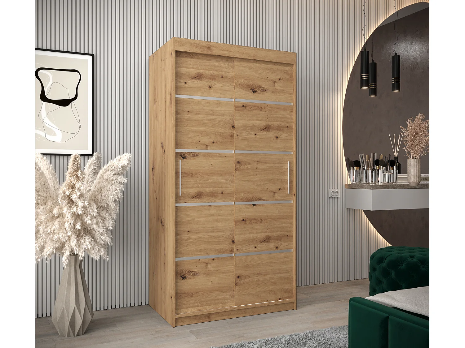 ARMOIRE VERONA 1 À PORTES COULISSANTES 200/100/62 2 Portes (Artisan/Artisan)