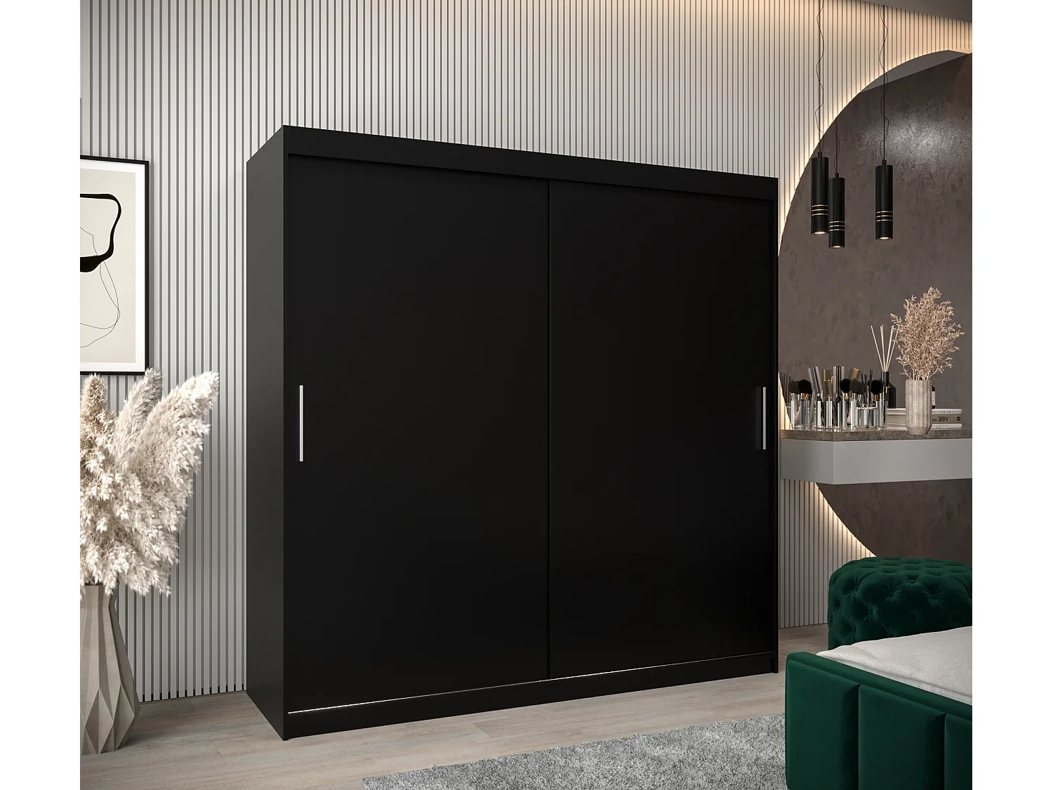 Armoire Tokyo À Portes Coulissantes 200/200/62 2 portes (Noir/Noir)