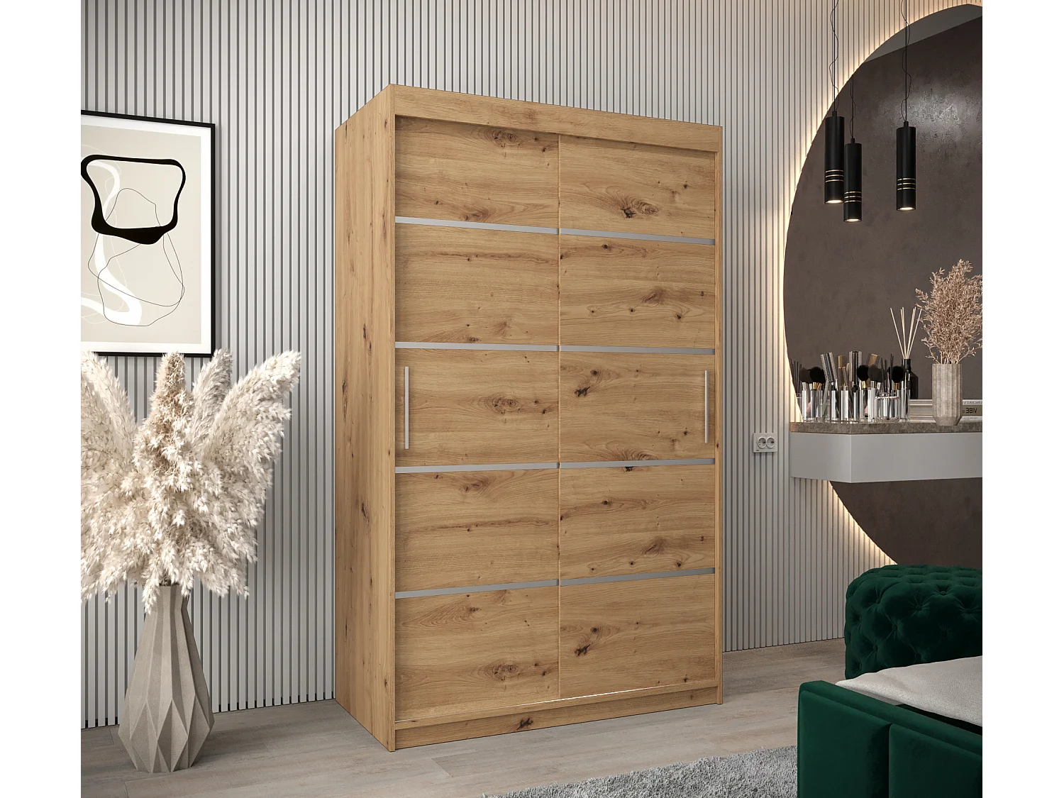 ARMOIRE VERONA 1 À PORTES COULISSANTES 200/120/62 2 Portes (Artisan/Artisan)