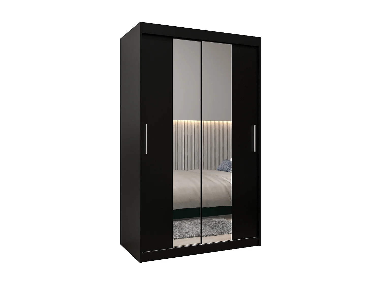 Armoire Tokyo 1 À Portes Coulissantes 200/120/62 2 portes (Noir/Noir)