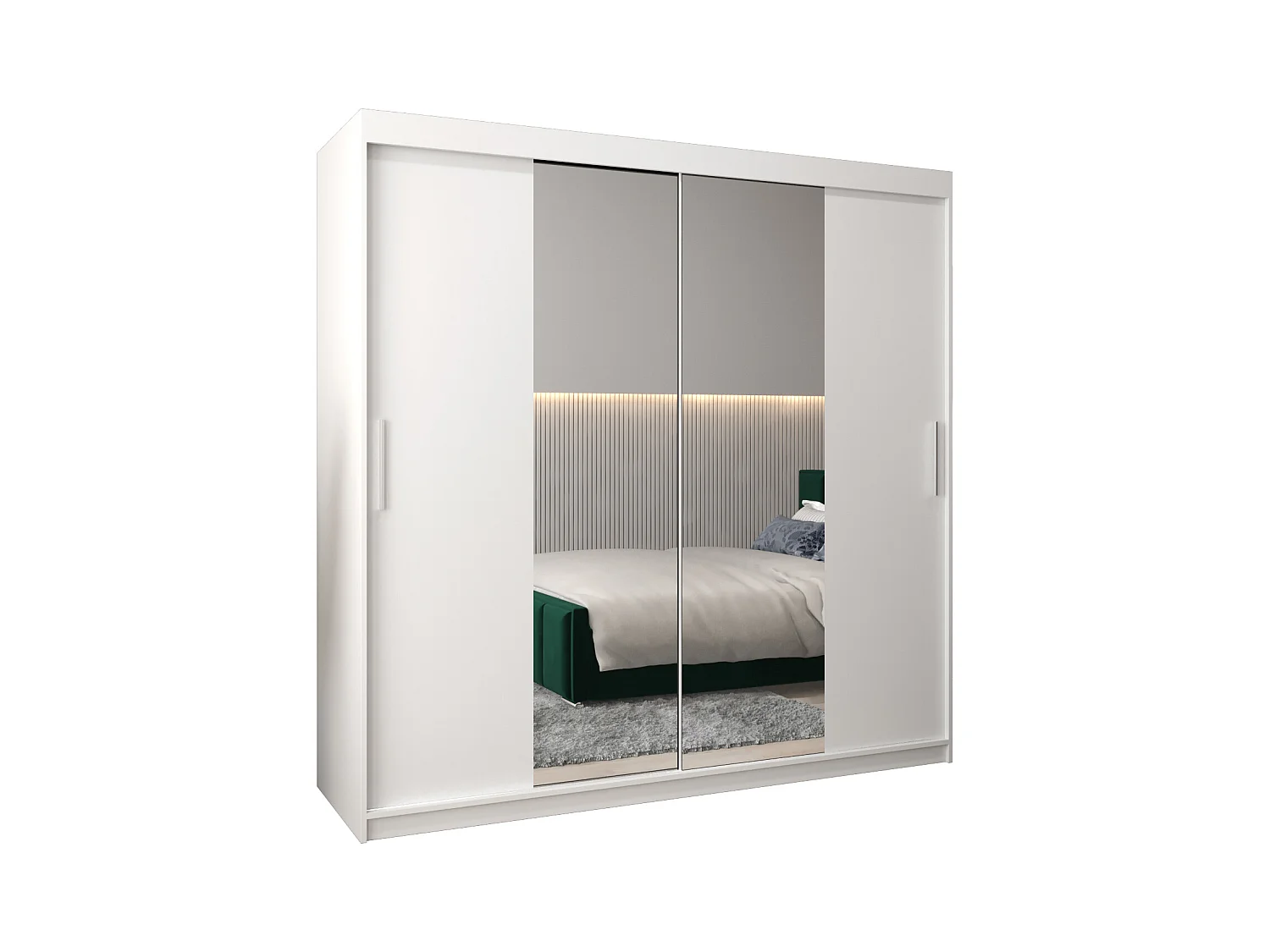 Schwebetürenschrank Tokyo 1 200/200/62 2-Türig (Weiß)