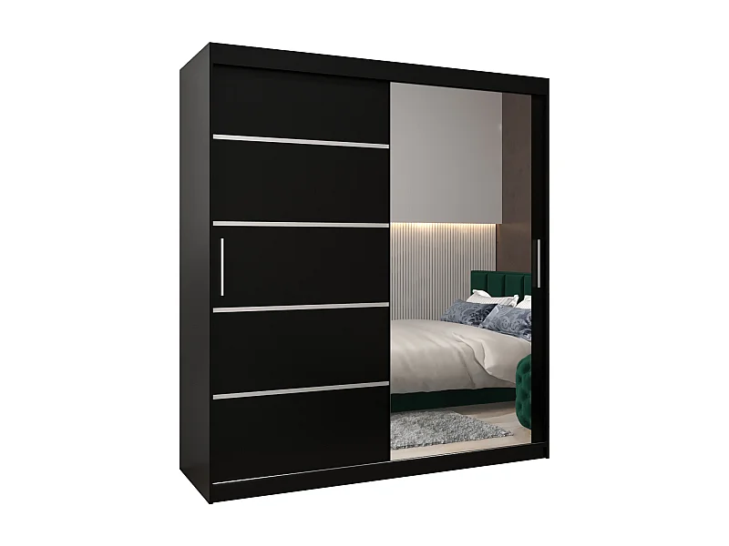 SCHWEBETÜRENSCHRANK VERONA 2 200/180/62 2-türig (Schwarz/Schwarz)