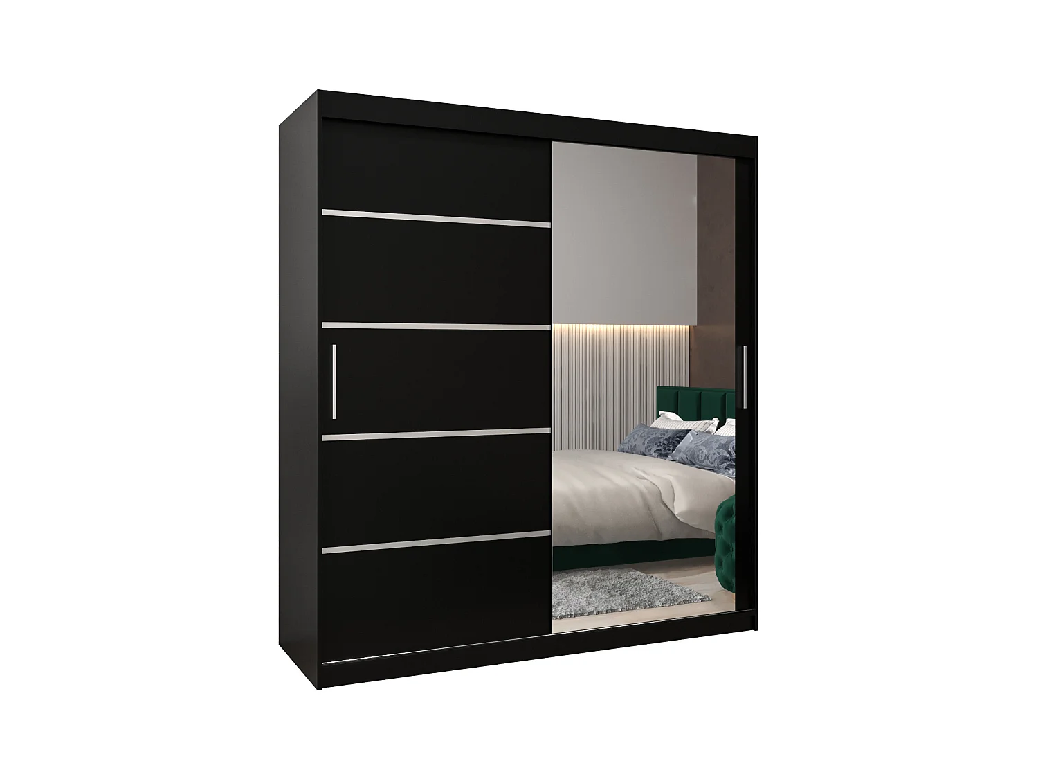 SCHWEBETÜRENSCHRANK VERONA 2 200/180/62 2-türig (Schwarz/Schwarz)
