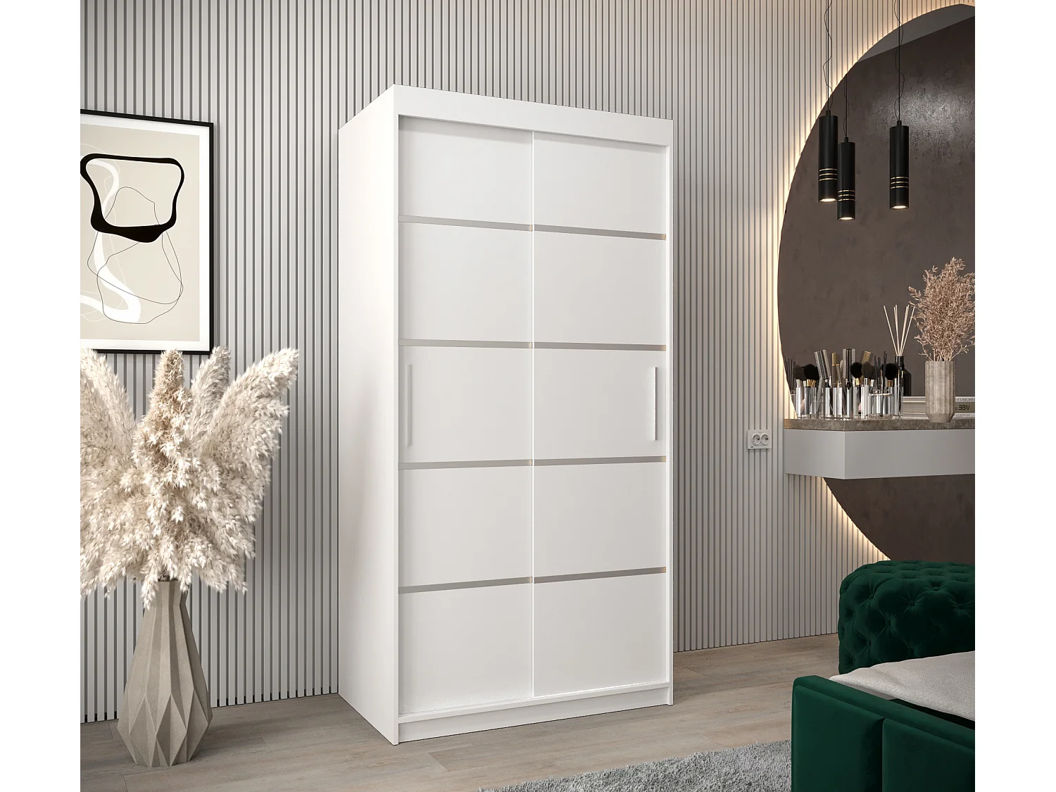 ARMOIRE VERONA 1 À PORTES COULISSANTES 200/100/62 2 Portes (Blanc/Blanc)