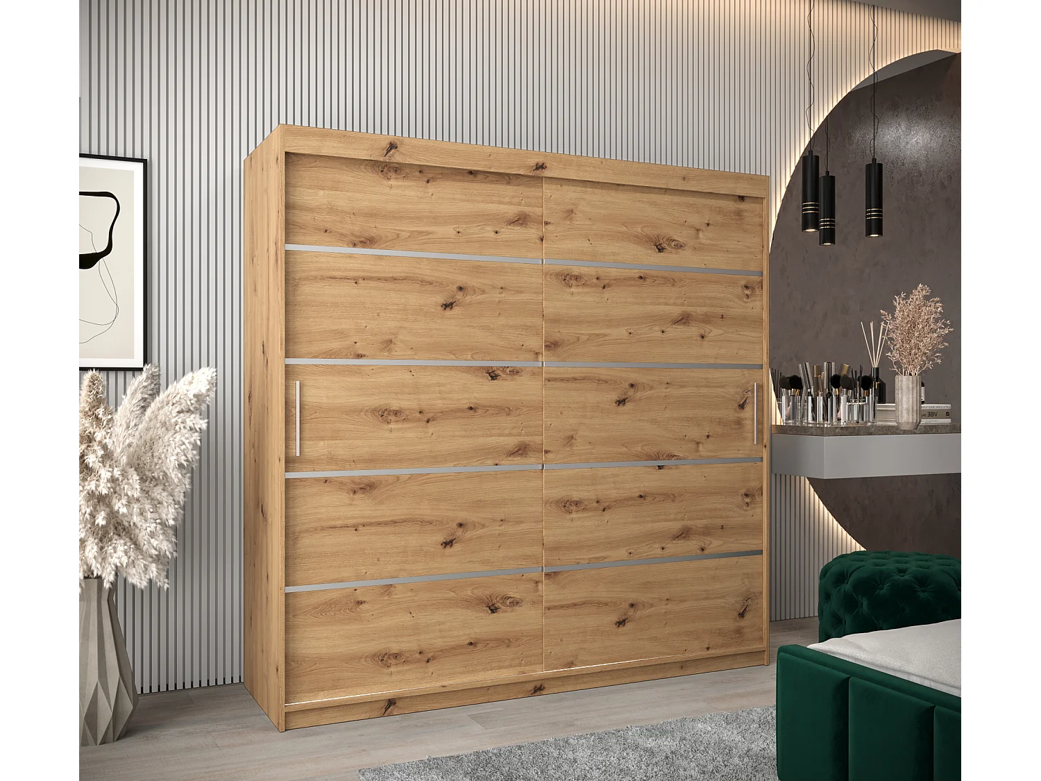 ARMOIRE VERONA 1 À PORTES COULISSANTES 200/200/62 2 Portes (Artisan/Artisan)