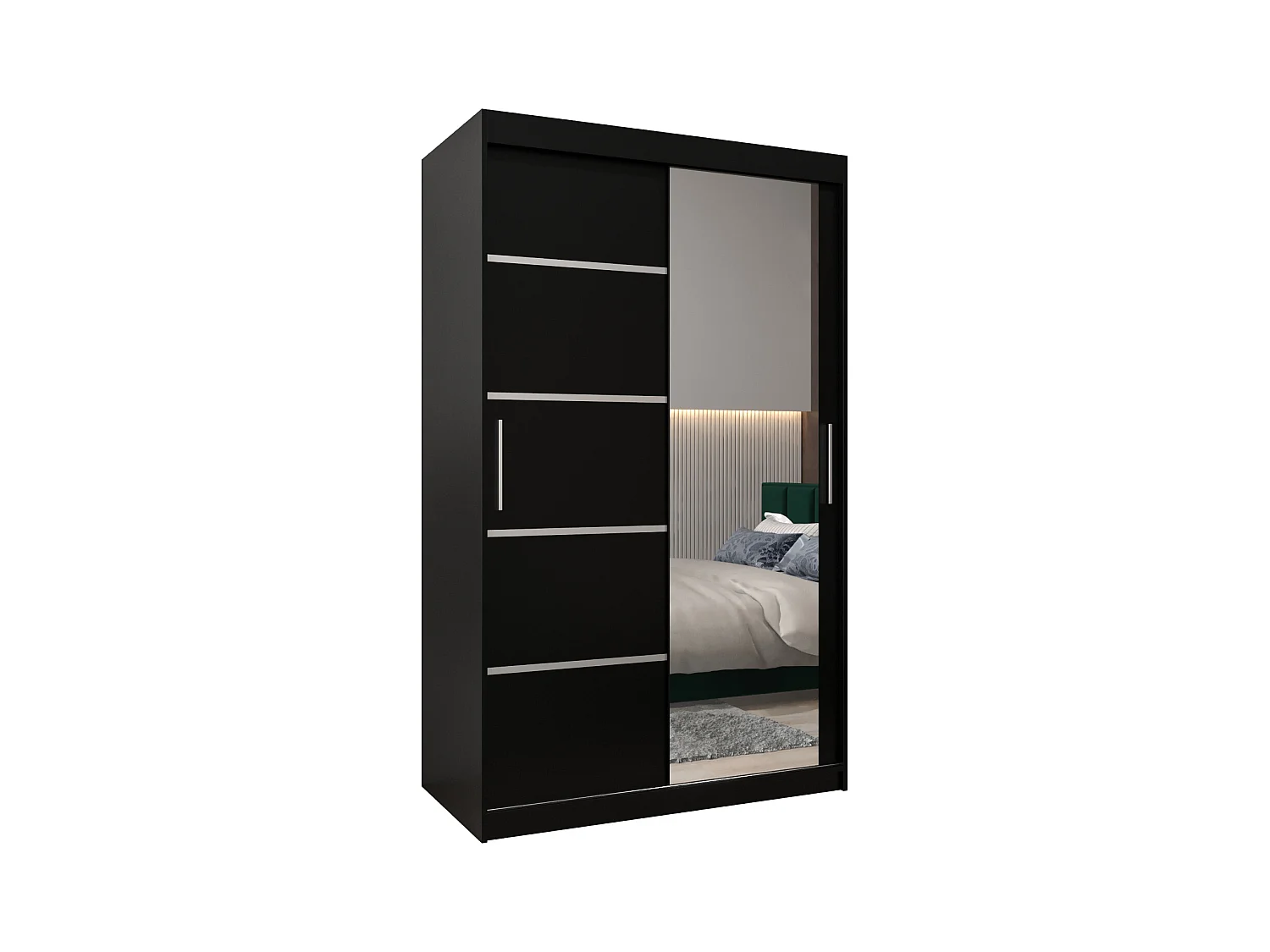 SCHWEBETÜRENSCHRANK VERONA 2 200/120/62 2-türig (Schwarz/Schwarz)