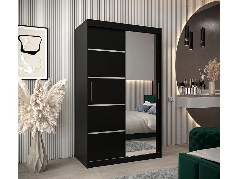 ARMOIRE VERONA 2 À PORTES COULISSANTES 200/120/62 2 Portes (Noir/Noir)