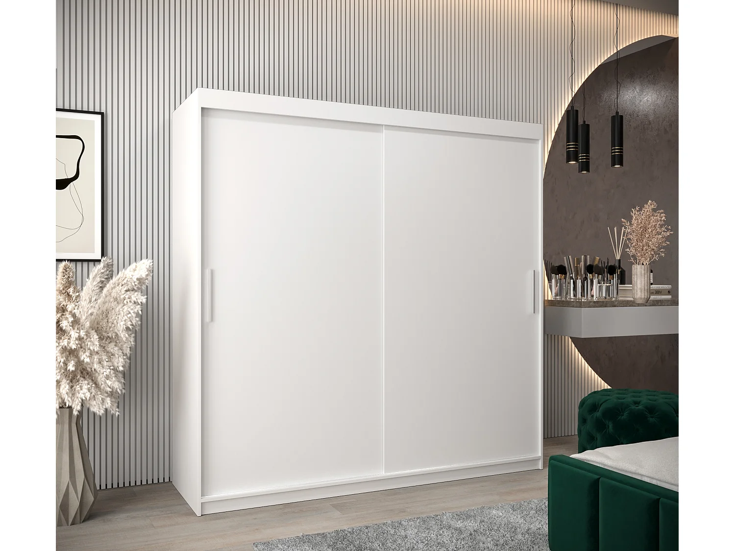 Armoire Tokyo À Portes Coulissantes 200/200/62 2 portes (Blanc/Blanc)