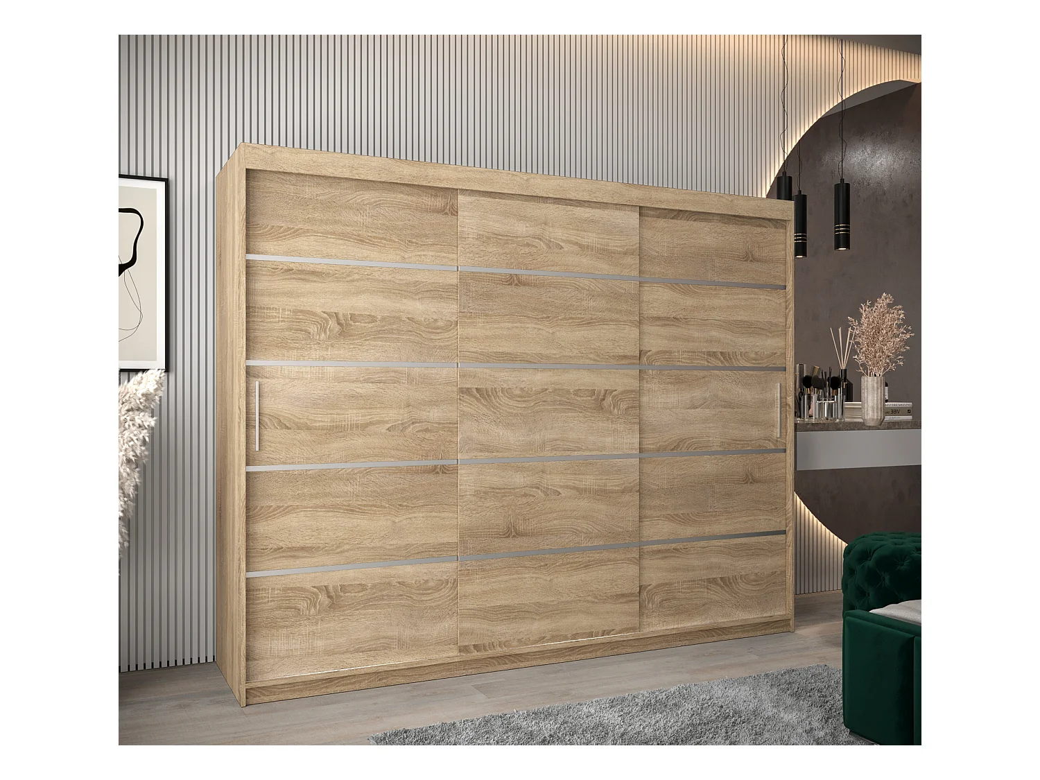 VERONA 1 KLEDINGKAST MET SCHUIFDEUREN 200/250/62 3 deuren (sonoma/sonoma)