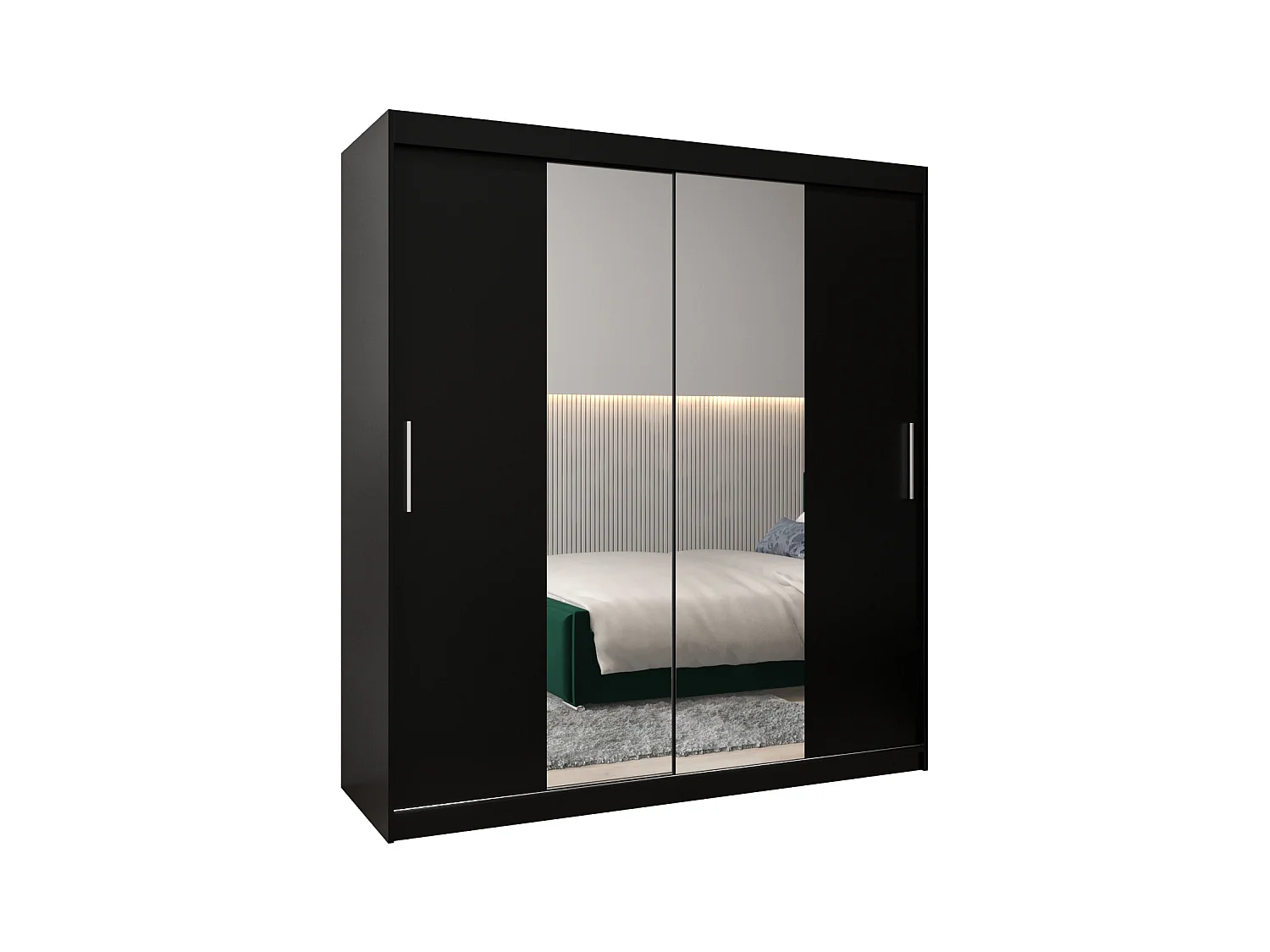 Armoire Tokyo 1 À Portes Coulissantes 200/180/62 2 portes (Noir/Noir)