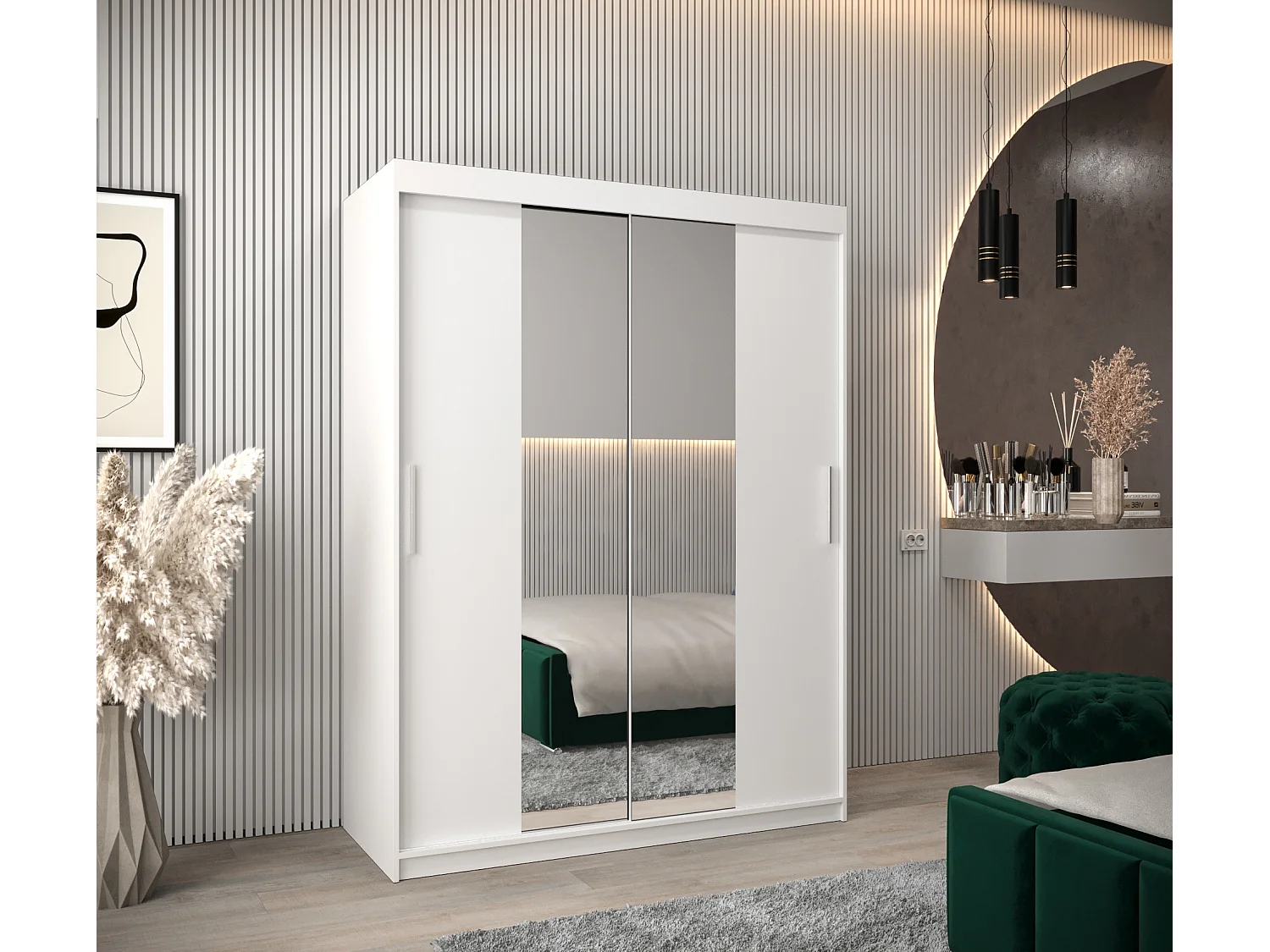 Armoire Tokyo 1 À Portes Coulissantes 200/150/62 2 portes (Blanc/Blanc)