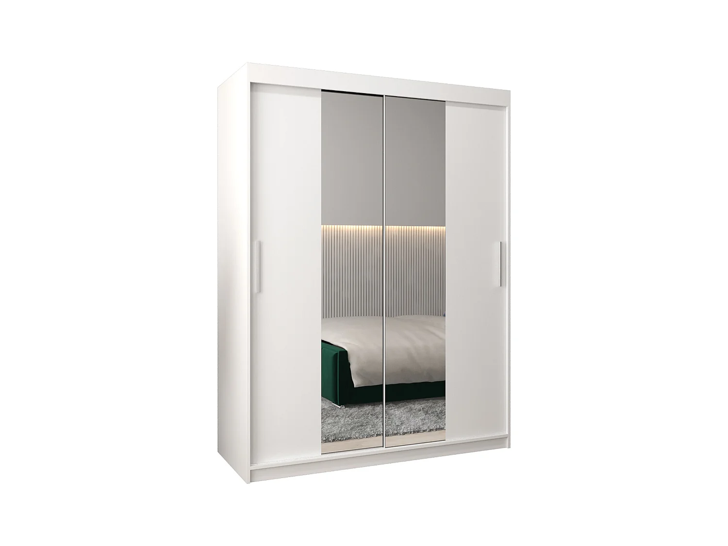 Armoire Tokyo 1 À Portes Coulissantes 200/150/62 2 portes (Blanc/Blanc)