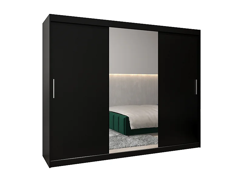 Schwebetürenschrank Tokyo 1 200/250/62 2-Türig (Schwarz)