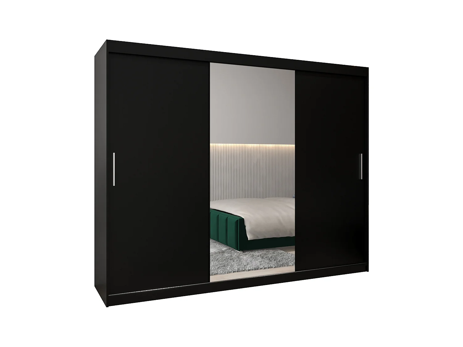 Schwebetürenschrank Tokyo 1 200/250/62 2-Türig (Schwarz)