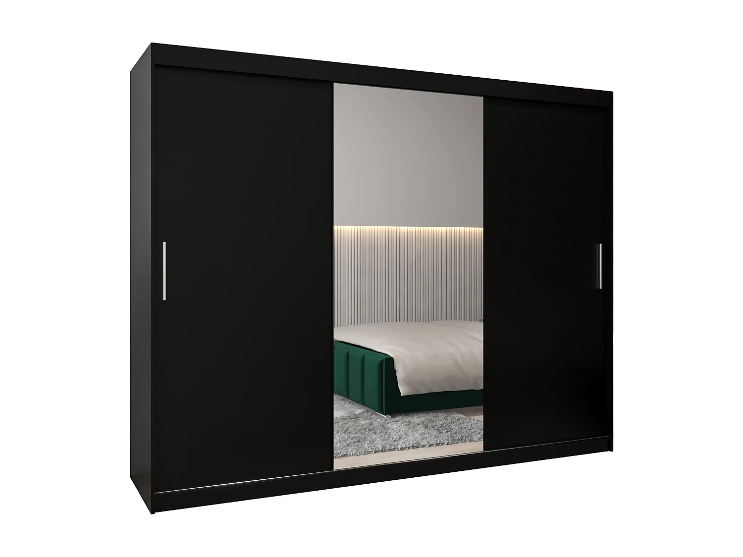 Armoire Tokyo 1 À Portes Coulissantes 200/250/62 3 Portes (Noir/Noir)