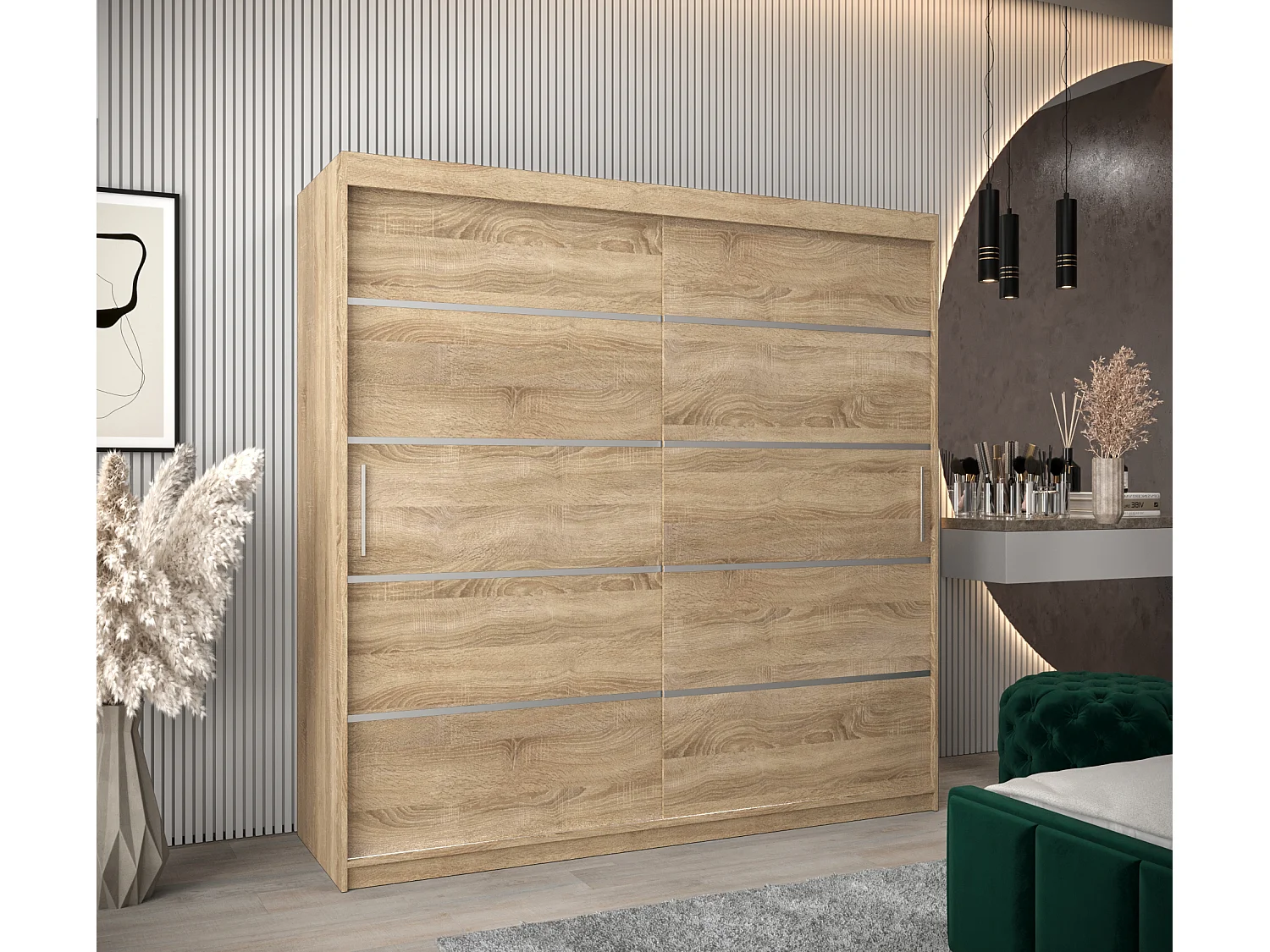 SCHWEBETÜRENSCHRANK VERONA 1 200/200/62 2-türig (Sonoma/Sonoma)