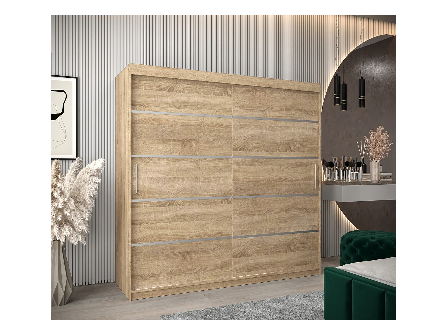 VERONA 1 KLEDINGKAST MET SCHUIFDEUREN 200/200/62 2 deuren (sonoma/sonoma)