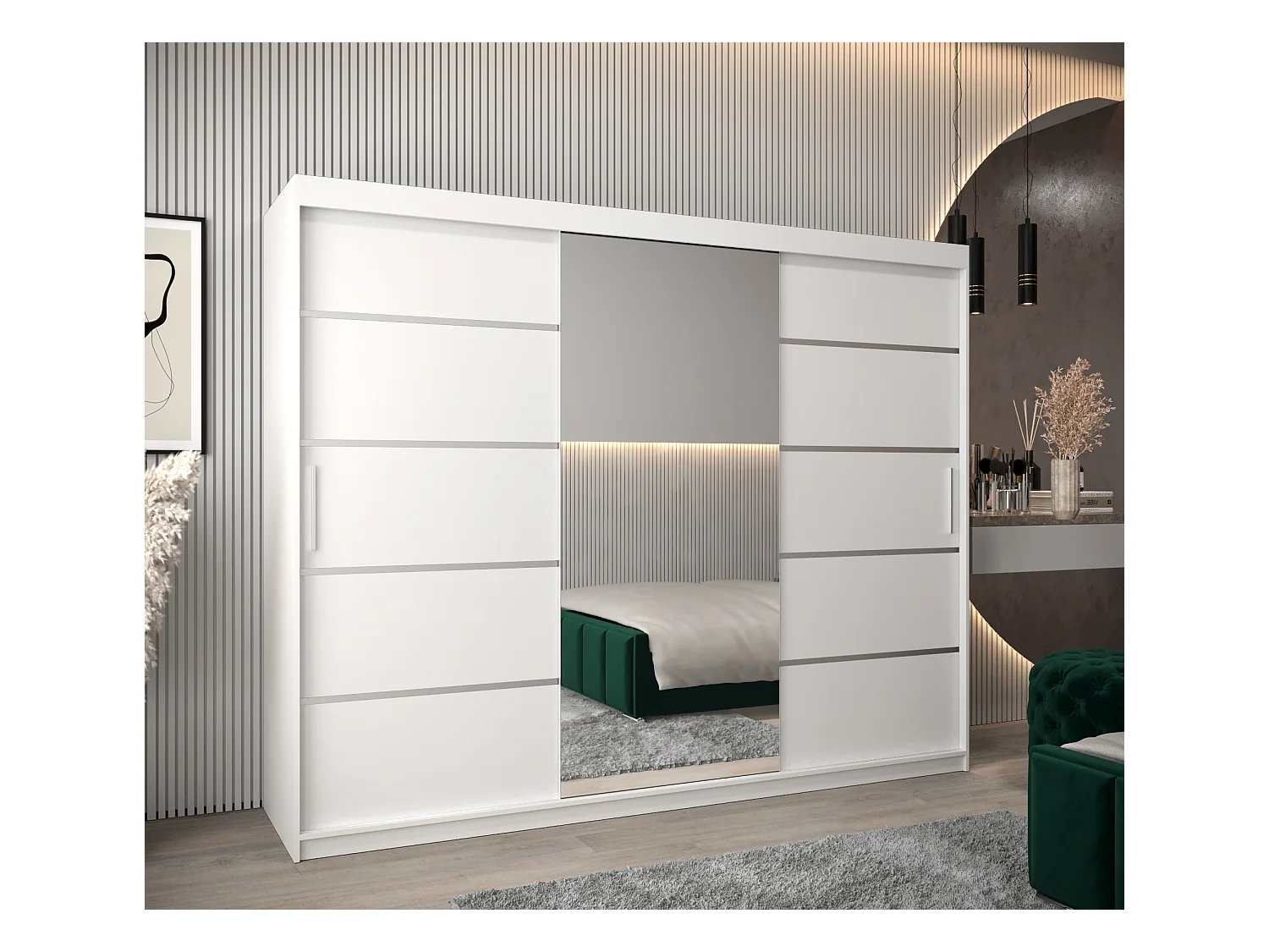 ARMOIRE VERONA 2 À PORTES COULISSANTES 200/250/62 3 Portes (Blanc/Blanc)