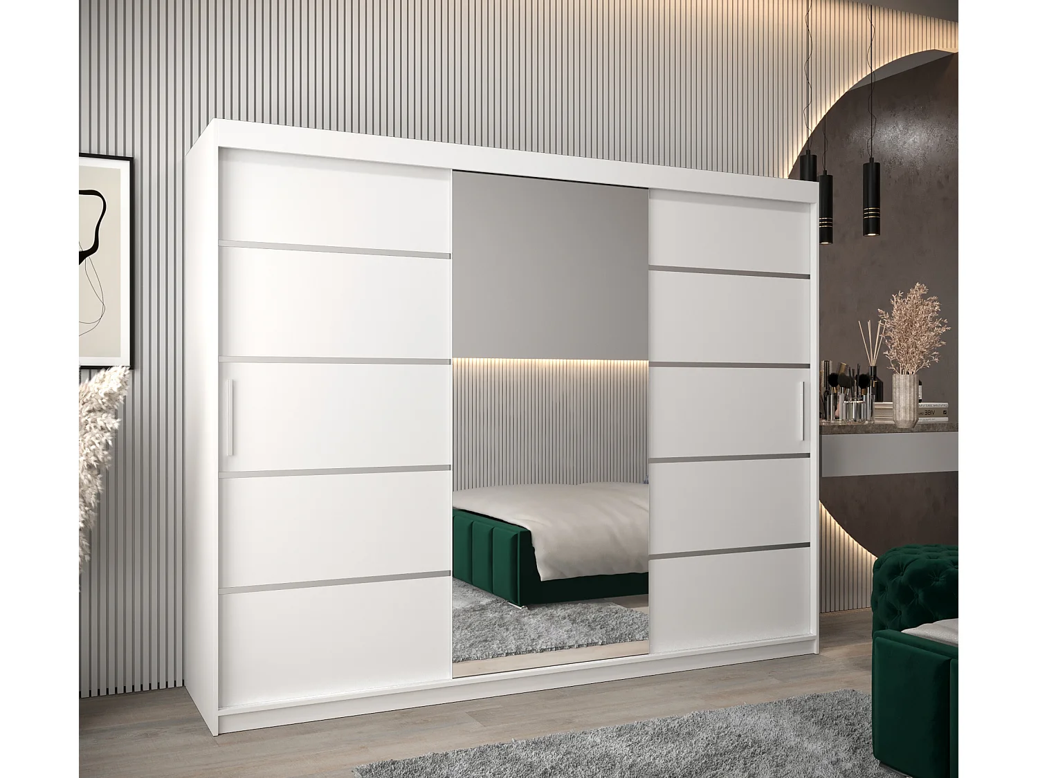 ARMOIRE VERONA 2 À PORTES COULISSANTES 200/250/62 3 Portes (Blanc/Blanc)